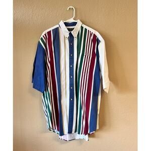 Vintage 1990's Dep River striped button down men's shirt size 46
